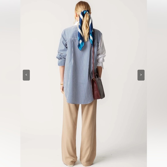 KATIE KIME THE BROOKLYN BUTTON DOWN - Striped Blue - Monogram OP on Pocket - M/L - Picture 5 of 8